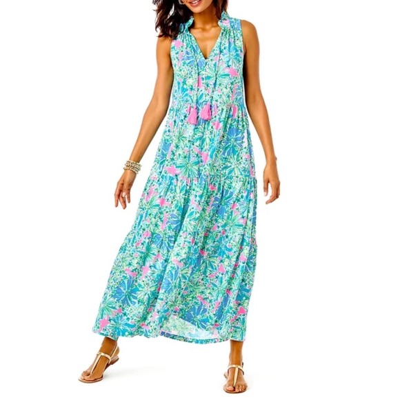 Lilly Pulitzer Dresses & Skirts - Lilly Pulitzer Malone Maxi Dress Soliel Pink Good Hare Day Small Tropical Beachy